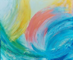 Abstrakte Malerei, Titel: "Begegnung", 2018, 60x50 cm, Acryl auf Leinwand