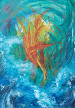 Abstrakte Malerei, Titel: "Sturm", 2022, 50x70 cm, Acryl auf Leinwand