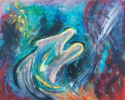 Abstrakte Malerei, Titel: "Zwei", 2022, 50x40 cm, Acryl auf Leinwand
