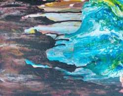 Abstrakte Malerei, Titel: "Ich gegen mich", 2024, 50x40 cm, Acryl auf Leinwand