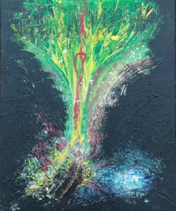 Abstrakte Malerei, Titel: "Explosion", 2018, 50x60 cm, Acryl auf Leinwand