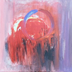 Abstrakte Malerei, Titel: "Eins", 2020, 40x40 cm, Acryl auf Leinwand