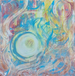 Abstrakte Malerei, Titel: "Ankunft", 2020, 40x40 cm, Acryl auf Leinwand