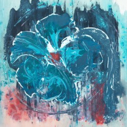 Abstrakte Malerei, Titel: "Zwillinge", 2018, 60x60 cm, Acryl auf Holz