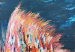 Abstrakte Malerei, Titel: "Brand", 2018, 70x50 cm, Acryl auf Leinwand