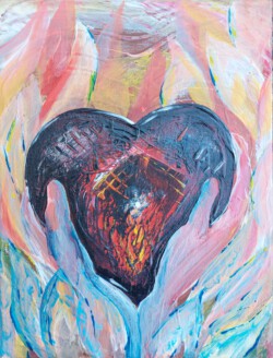 Abstrakte Malerei, Titel: "Perle", 2023, 18x24 cm, Acryl auf Leinwand