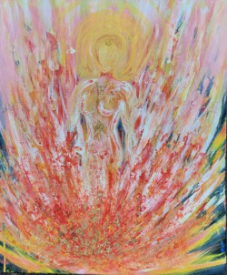 Abstrakte Malerei, Titel: "Kraft", 2022, 50x60 cm, Acryl auf Leinwand