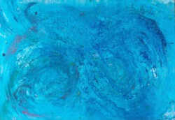 Abstrakte Malerei, Titel: "Sprung ins Wasser", 2019, 100x70 cm, Acryl auf Leinwand