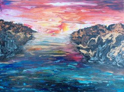 Abstrakte Malerei, Titel: "Meer", 2024, 40x30 cm, Acryl auf Leinwand