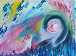 Abstrakte Malerei, Titel: "Baum des Windes", 2018, 24x18 cm, Acryl auf Leinwand