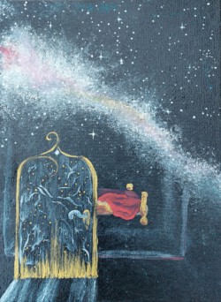 Malerei, Titel: "Ort der Geborgenheit", 2024, 30x40 cm, Acryl auf Leinwand