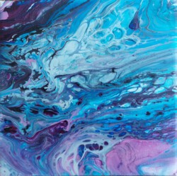 Abstrakte Malerei, Titel: "Werden", 2023, 20x20 cm, Acryl auf Leinwand