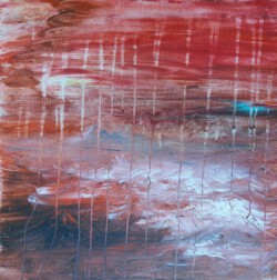 Abstrakte Malerei, Titel: "Rotes Meer" 2021, 40x40 cm, Acryl auf Leimwand