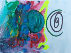 Abstrakte Malerei, Titel: "Spiegel", 2019, 40x30 cm, Acryl auf Leinwand