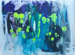 Abstrakte Malerei, Titel: "Irrlichter", 2019, 40x30 cm, Acryl auf Leinwand